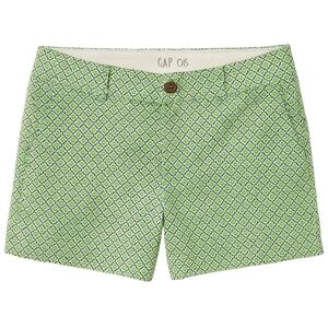 GAP Summer Shorts Green Print Geometric Cotton Women 6R 3" Inseam Mod Y2K Preppy